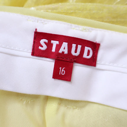 STAUD Luisa Sequin Trouser NWT Pleated Wide-leg Yellow High Rise Women's 16