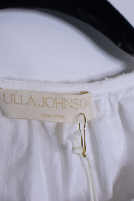 ULLA JOHNSON NWT Jessa Mini Dress Pristine White Pleated Cotton Poplin Women's 2