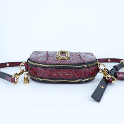 Marc Jacobs Shutter Croc Embossed Leather Crossbody Bag Vachetta Red