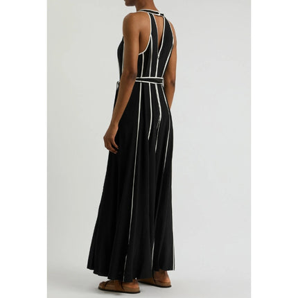 DIANE VON FURSTENBERG Jasper Wide Leg Jumpsuit Black and White NWT Women's L
