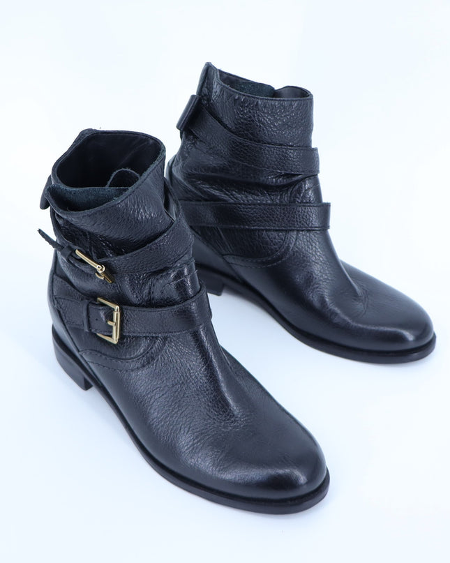 KATE SPADE Sabina Moto Ankle Boot Black Leather Double Buckle Women's 7