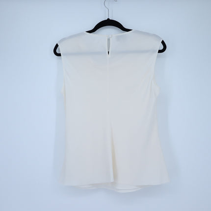 ARMANI COLLEZIONI Silk Draped Neck Blouse Ivory Sleeveless Cowlneck Women's 4