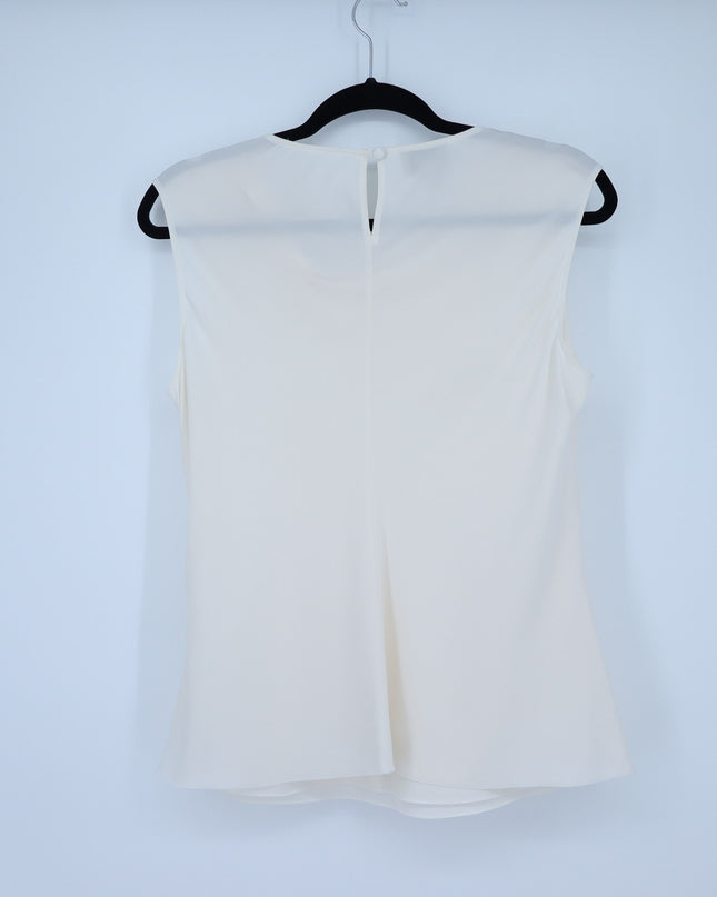 ARMANI COLLEZIONI Silk Draped Neck Blouse Ivory Sleeveless Cowlneck Women's 4