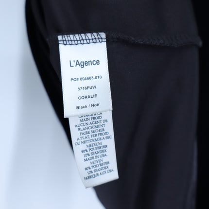 L'agence Coralie Turtleneck Top Black Velvet 3/4 Sleeve Relaxed Fit Women's M
