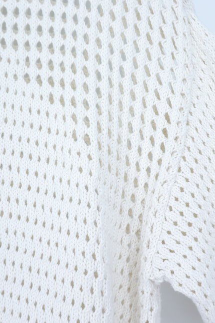 SWEATY BETTY Tides High Open Weave Sweater Lily White Drawstring Hip Women's 12