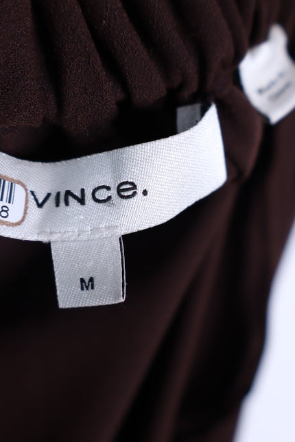 VINCE Strappy Crepe Tank Dress Brown Adjustable Tie Back Pockets Women's M