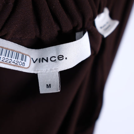 VINCE Strappy Crepe Tank Dress Brown Adjustable Tie Back Pockets Women's M