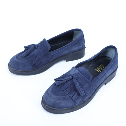 FOREVER & ALWAYS Milly Suede Loafer Navy Tassled Slip On Women's 36/US 5.5