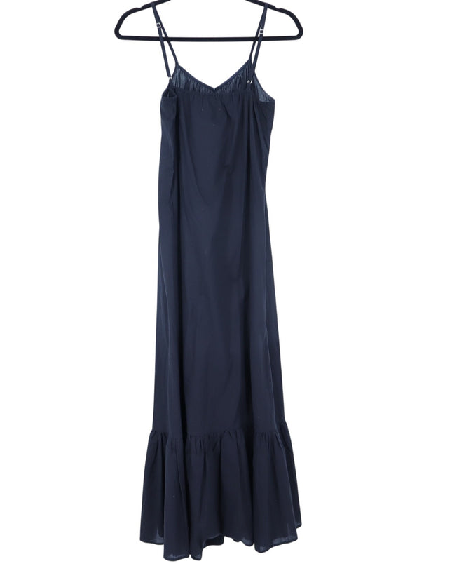 Mille Slip Maxi Dress Black Frill Hem Strappy Sleeve Summer Casual Women's XXS
