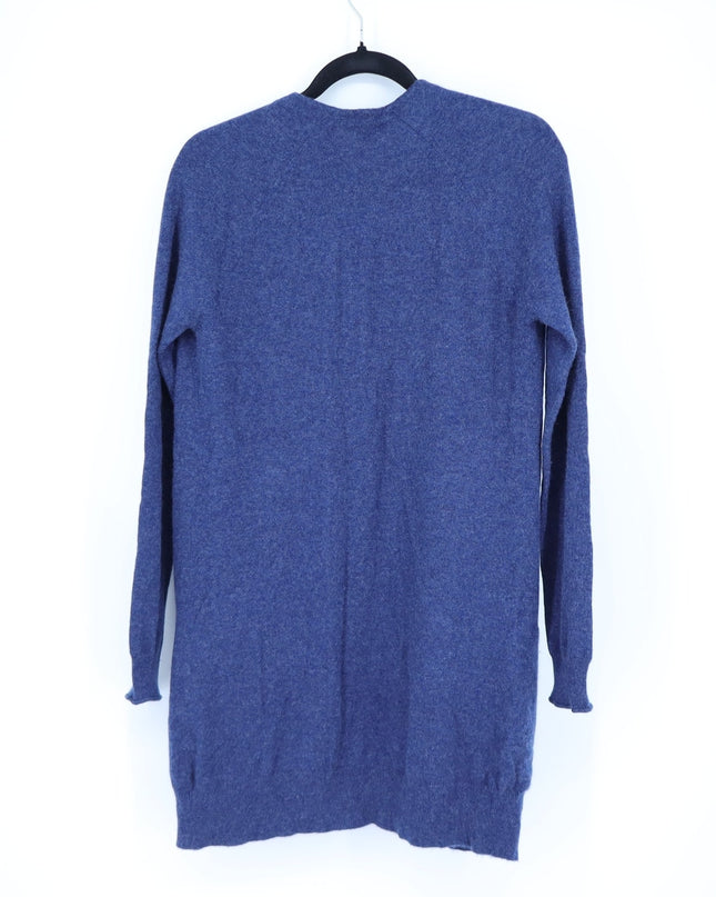 Theory 100% Cashmere Open Long Line Cardigan Blue Fitted Sleeve Women's S