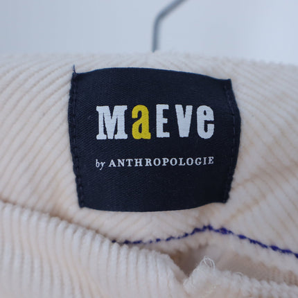 Maeve The Colette Corduroy Trousers Ivory Cropped Wide Leg Pants Women's 26