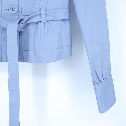 Taikonhu Belted Cotton Jacket Dusty Blue Y2K Waist Length Long Sleeve Women's 2