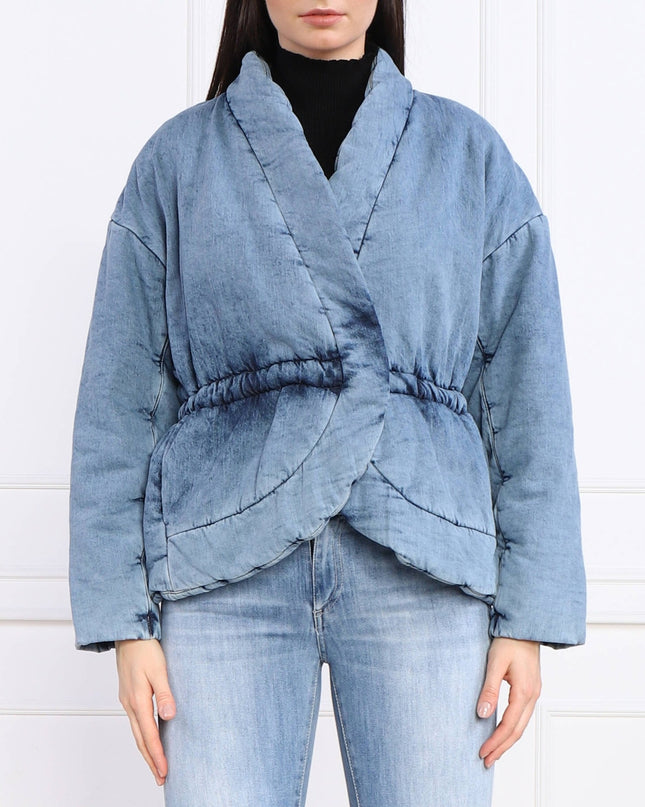 BA&SH Blouson Caly Denim Puffer Jacket NWT Lady Blue Jean Lagenlook Women's 2/M