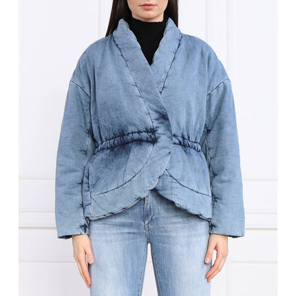 BA&SH Blouson Caly Denim Puffer Jacket NWT Lady Blue Jean Lagenlook Women's 2/M
