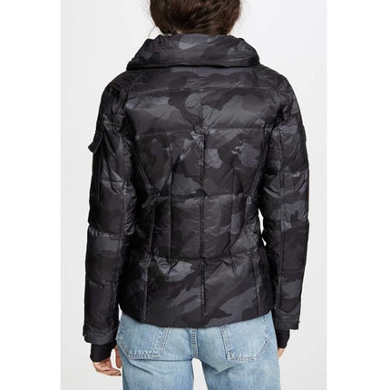 SAM. Black Camo Freestyle Puffer Jacket Down Filled Hip Length Women's S