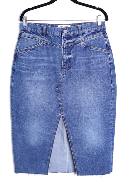 REFORMATION JEANS Jagger Denim Midi Skirt Hemlock Classic Blue Women's 30