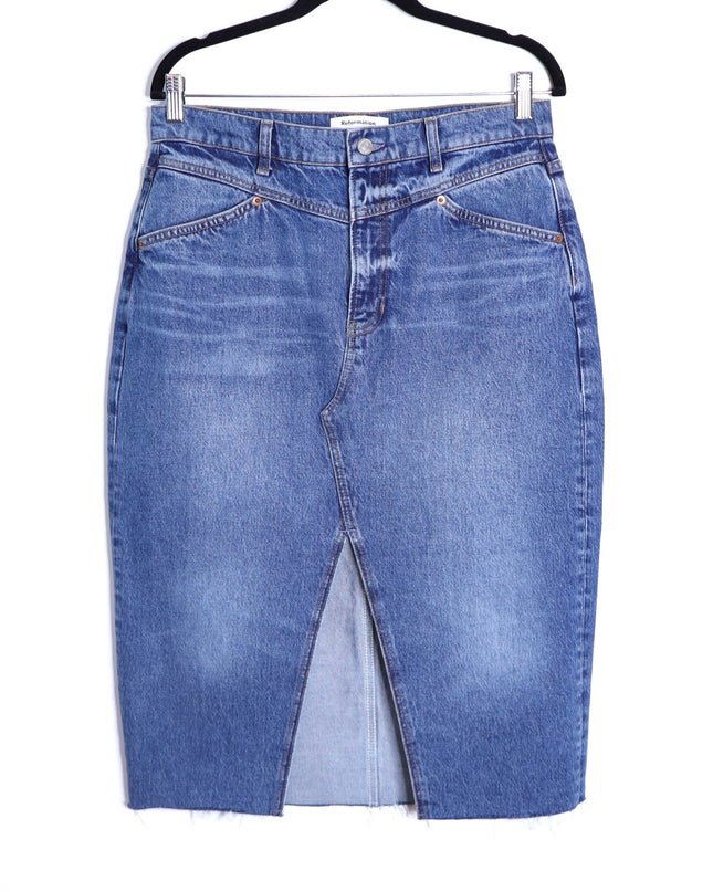 REFORMATION JEANS Jagger Denim Midi Skirt Hemlock Classic Blue Women's 30