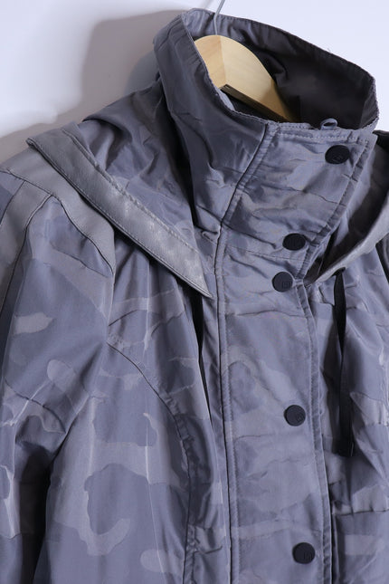 BLANC NOIR Hooded Water Resistance Anorak Jacket Gray Camo Women's M