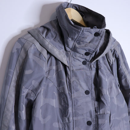 BLANC NOIR Hooded Water Resistance Anorak Jacket Gray Camo Women's M