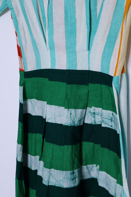 STUDIO 189 Hand Batik Mixed Print Cotton Shirt Dress Multicolor Women's XS
