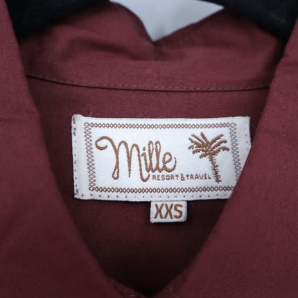 Mille Stella Shirt Dress Burgundy Midi Button Front Long Sleeve Women's XXS