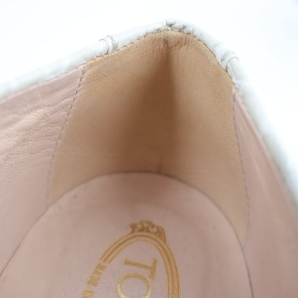 Tod's Double T Croc-Embossed Leather Loafer Ivory Slip On Women's 35/US 5