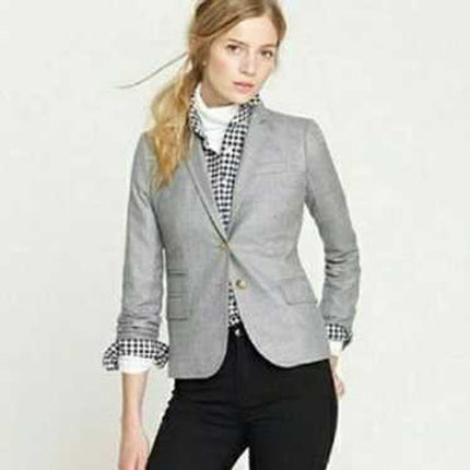 J. Crew Schoolboy Houndstooth Wool Blazer Grey Single Breasted Women's 2