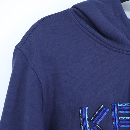 Kenzo Logo Hoodie Sweatshirt NWT Blue Embroidered Graphic Pullover Men's L