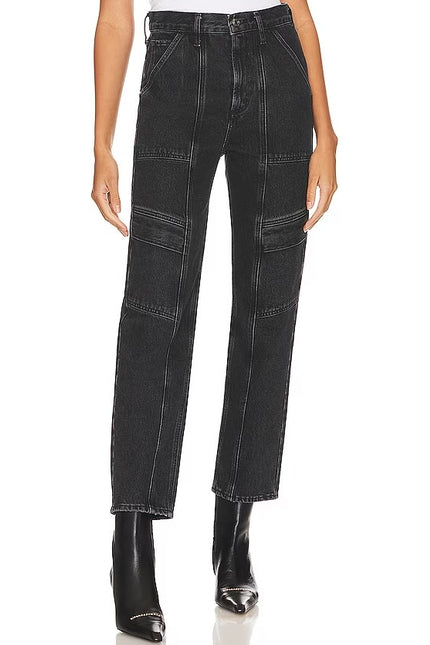 AGOLDE Cooper Cargo Jeans Panther Black Zip Fly Wide Leg Casual Women's 29
