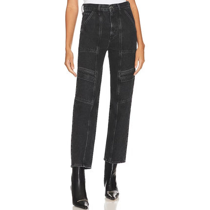 AGOLDE Cooper Cargo Jeans Panther Black Zip Fly Wide Leg Casual Women's 29