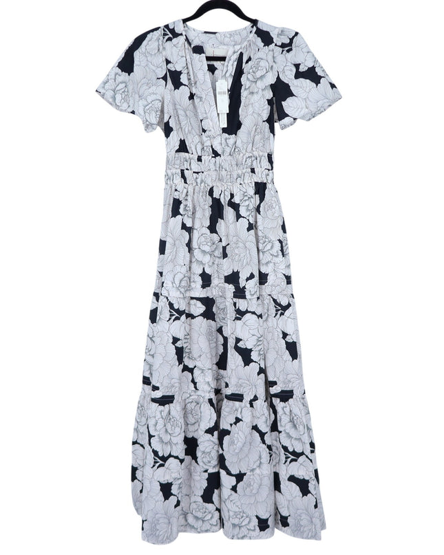 By Anthropologie Somerset Maxi Dress Floral Light Sand NWT Popover Women's XS
