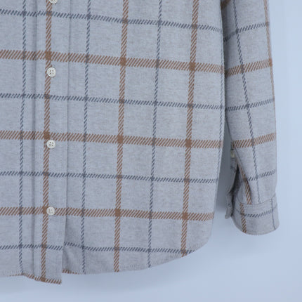 Faherty Legend Sweater Shirt Open Tundra Grey Windowpane Button Down Women's M