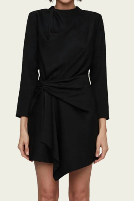 A.L.C Kay Mini Dress Black NWT Asymmetrical Skirt Long Sleeve Women's 4