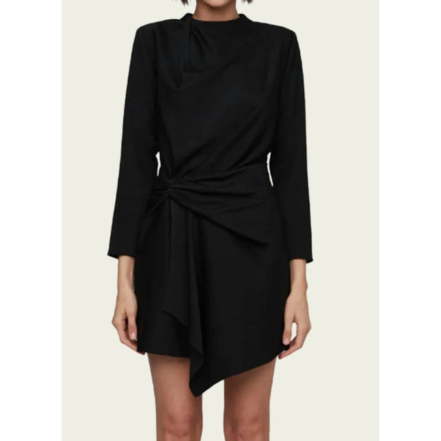 A.L.C Kay Mini Dress Black NWT Asymmetrical Skirt Long Sleeve Women's 4