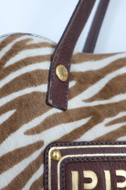 PRADA Spectrum Zebra Print Crossbody Bag Dyed Calf Fur Convertible Luxury Purse