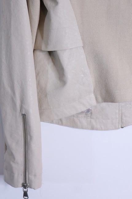 BY ANTHROPOLOGIE Marcail Faux Leather Anorak Jacket Beige Long Sleeve Women's S