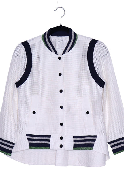 VERONICA BEARD Smith Rib Trim Jacket Off White Black Bomber Casual Women's 2