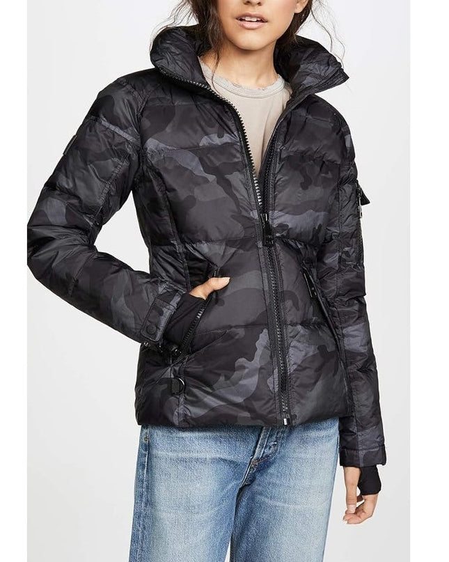 SAM. Black Camo Freestyle Puffer Jacket Down Filled Hip Length Women's S