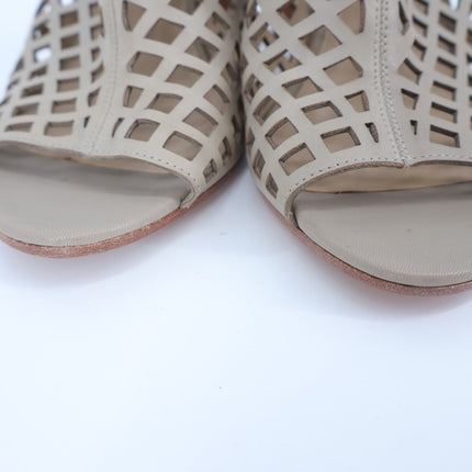 VIA SPIGA Lattice Heeled Sandals Taupe NWT Ankle Strap Peep Toe Women's 8