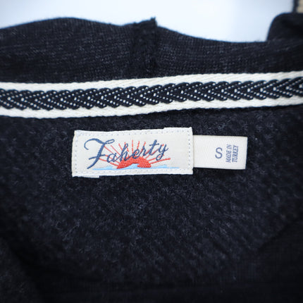 Faherty Legend Sweater Hoodie Heathered Black Twill Marled Pullover Women's S