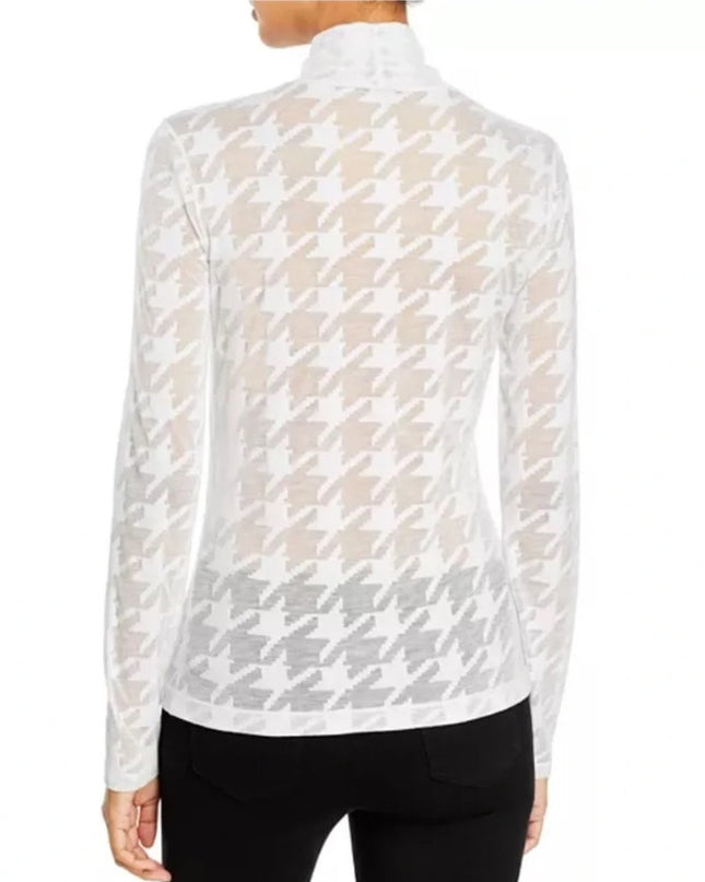 Rag & Bone Valencia Houndstooth Knit Top NWT White Burnout Turtleneck Women's L