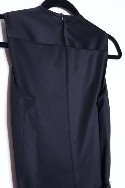 REED KRAKOFF Sleeveless Belted Dress Black Knee Length V Neck Women's 6