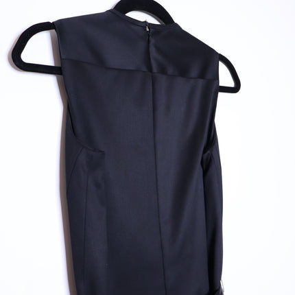 REED KRAKOFF Sleeveless Belted Dress Black Knee Length V Neck Women's 6