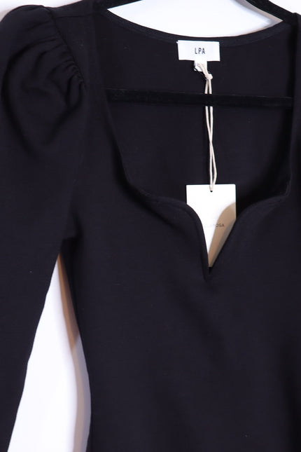 LPA NWT Sweetheart Bodysuit Black Long Sleeve Thong Cut Women's XS