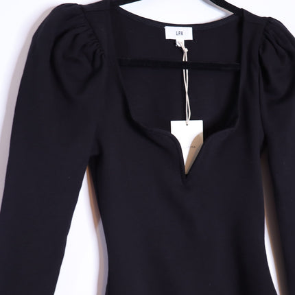 LPA Sweetheart Bodysuit NWT Black Long Sleeve Thong Cut Women's XS