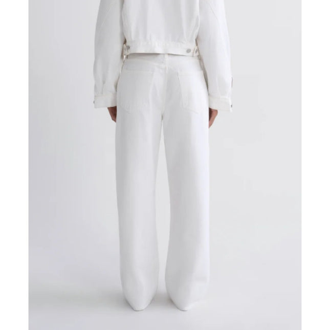 Agolde Low Slung Baggy Jeans Milkshake White Button Fly Straight Cut Women's 26