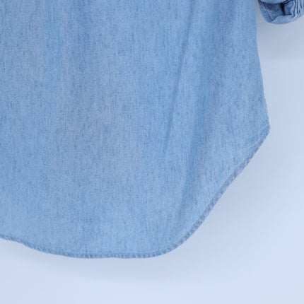 Veronica Beard Porta Shirt Blue Lakeshore NWT Snap Front Half Sleeve Women's XS