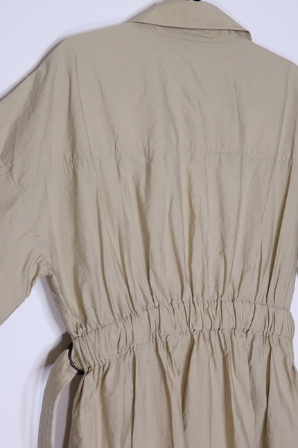 BRUNELLO CUCINELLI Belted Safari Shirtdress Khaki Short Sleeve Women's XL/US 10