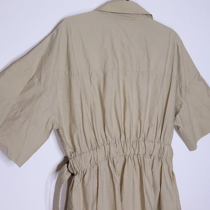 BRUNELLO CUCINELLI Belted Safari Shirtdress Khaki Short Sleeve Women's XL/US 10