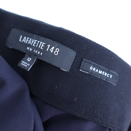 LAFAYETTE 148 Gramercy Tapered Trousers Navy Blue Acclaimed Stretch Women's 12